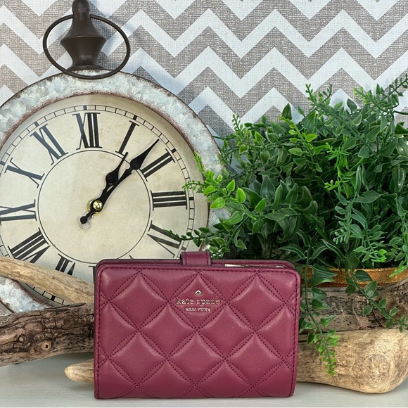 Kate Spade Handbags - KATE SPADE ♠️ - NWOT Emerson Place Natalia Quilted Leather Wallet In Burgundy